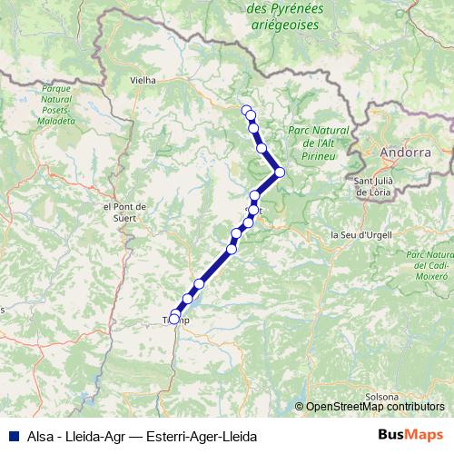 Alsa - Lleida-Agr bus Line Map