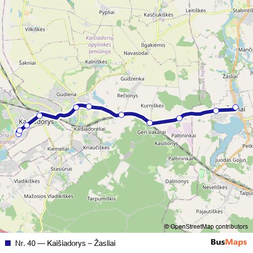 Nr. 40 bus Line Map