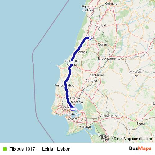 Flixbus 1017 bus Line Map