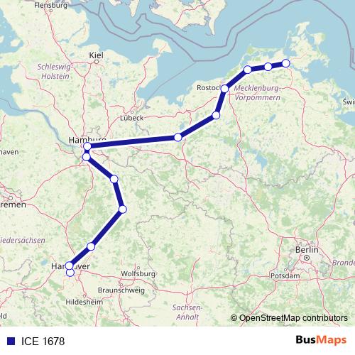 ICE 1678 rail Line Map