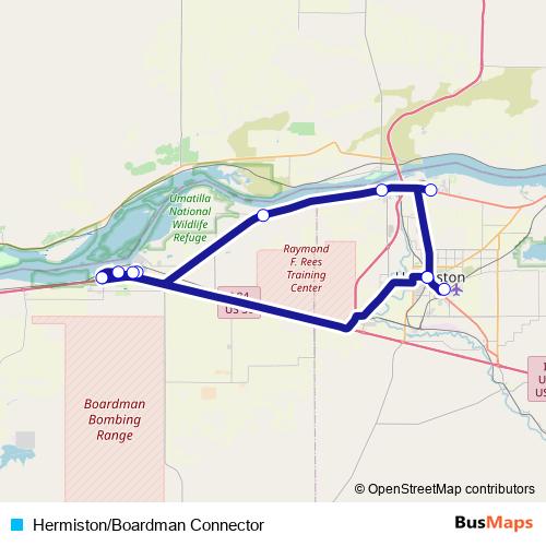Hermiston/Boardman Connector bus Line Map