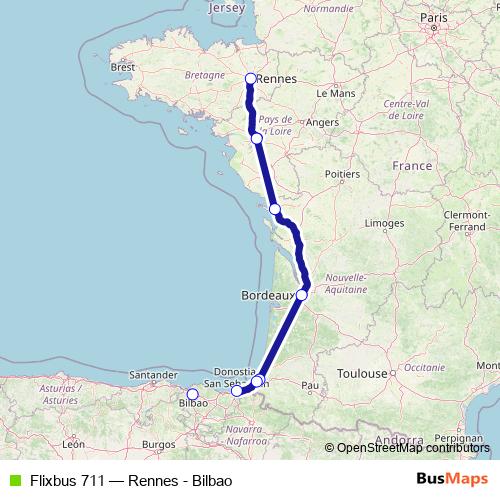 Flixbus 711 bus Line Map