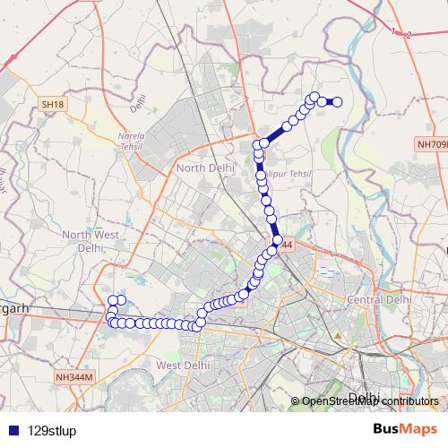 129stlup bus Line Map