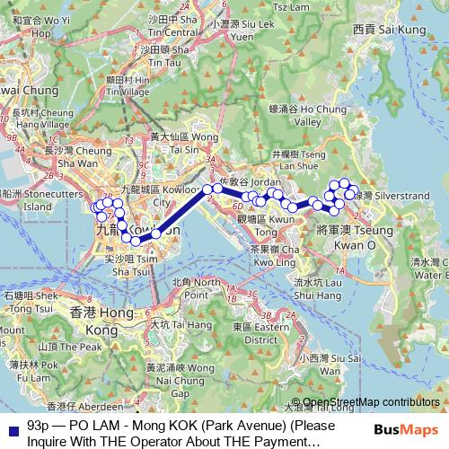 93p bus Line Map
