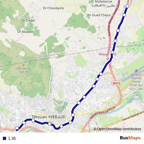 L16 bus Line Map