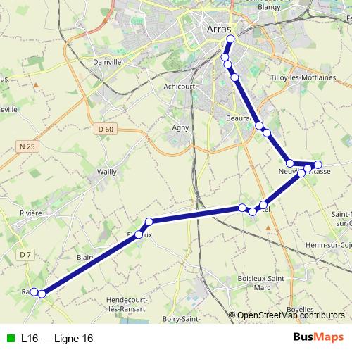 L16 bus Line Map