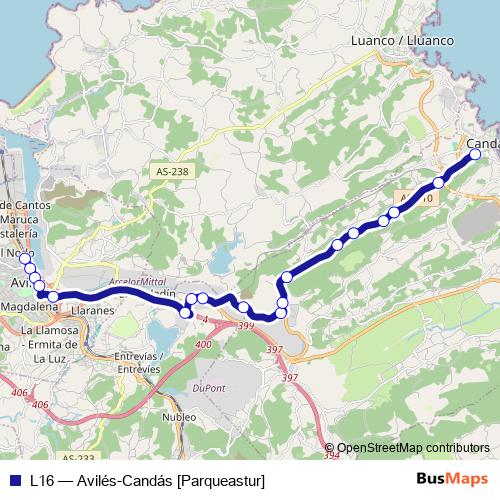 L16 bus Line Map