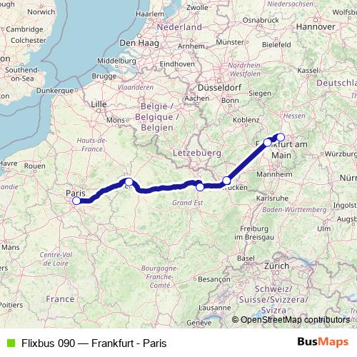 Flixbus 090 bus Line Map