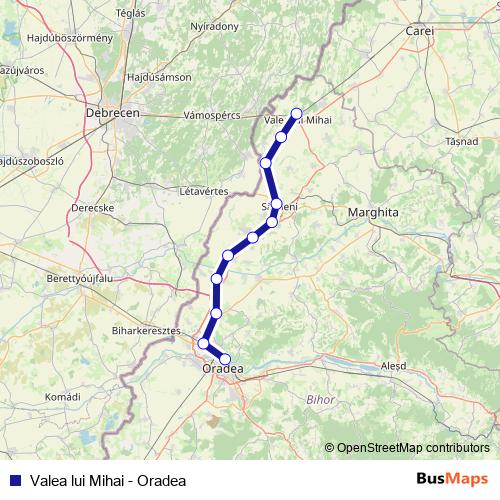 Valea lui Mihai - Oradea rail Line Map