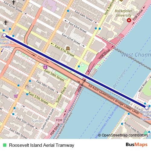 Roosevelt Island Aerial Tramway tram Line Map