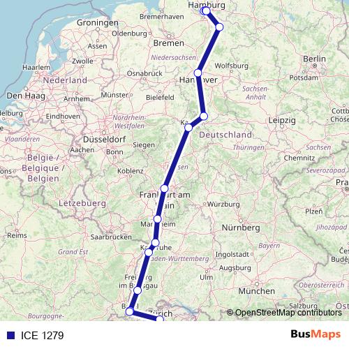 ICE 1279 rail Line Map