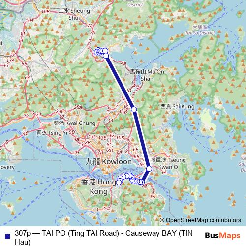 307p bus Line Map
