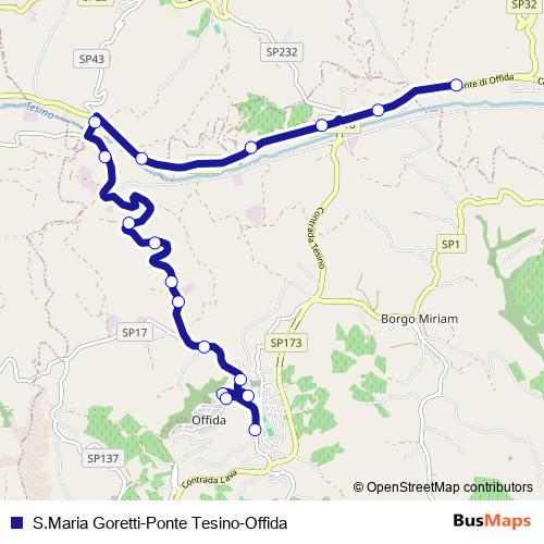S.Maria Goretti-Ponte Tesino-Offida bus Line Map