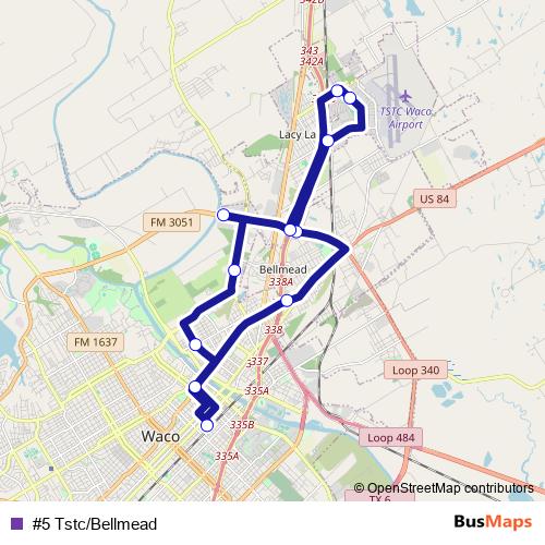 #5 Tstc/Bellmead bus Line Map