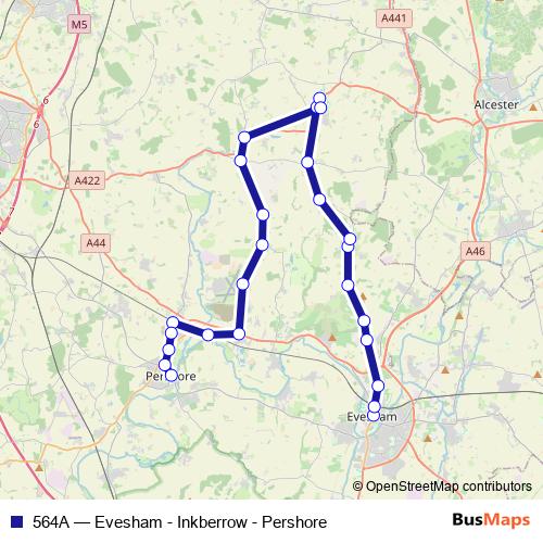 564A bus Line Map