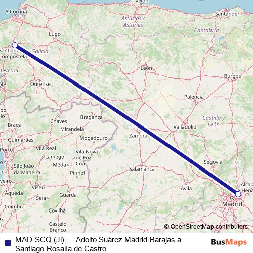 MAD-SCQ (Jl) air Line Map