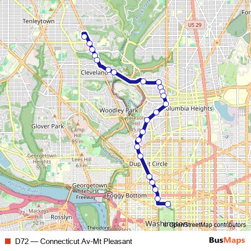 D72 bus Line Map