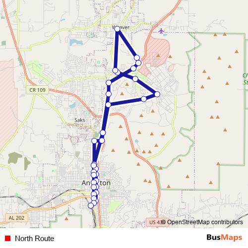 North Route bus Line Map