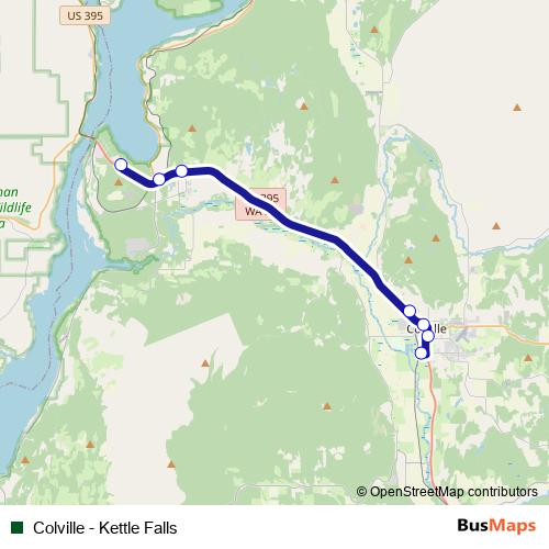 Colville - Kettle Falls bus Line Map