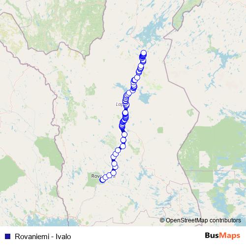 Rovaniemi - Ivalo bus Line Map