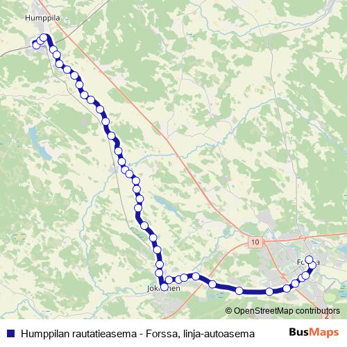 Humppilan rautatieasema - Forssa, linja-autoasema bus Line Map
