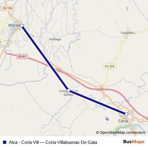 Alsa - Coria-Vill bus Line Map