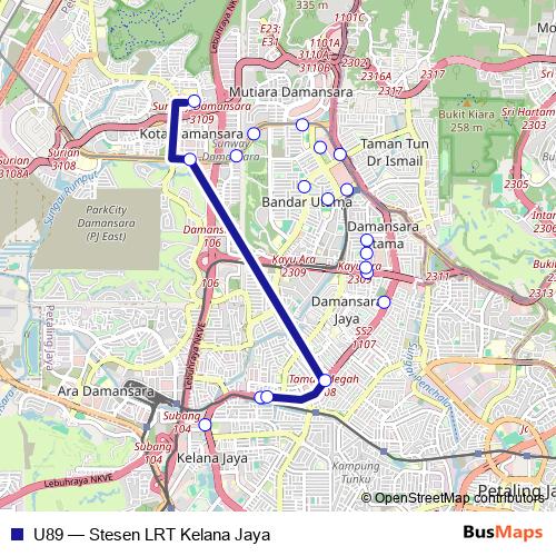 U89 bus Line Map