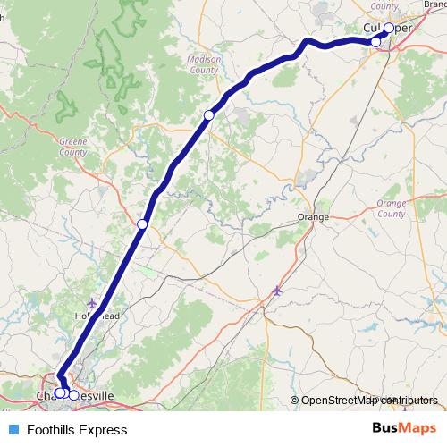 Foothills Express bus Line Map