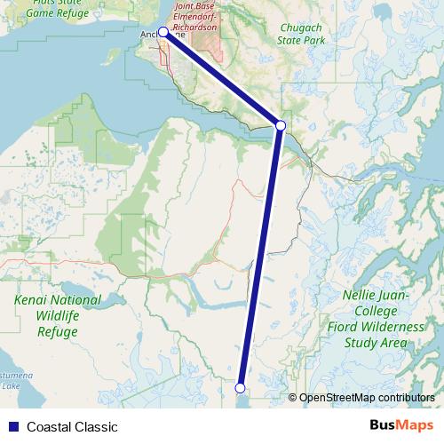 Coastal Classic rail Line Map