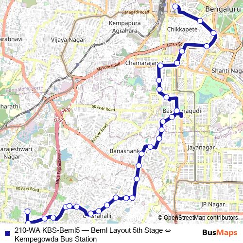 210-WA KBS-Beml5 bus Line Map