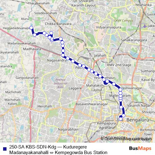 250-SA KBS-SDN-Kdg bus Line Map