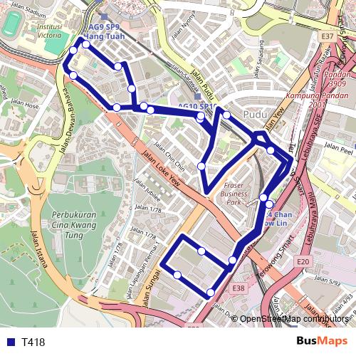 T418 bus Line Map