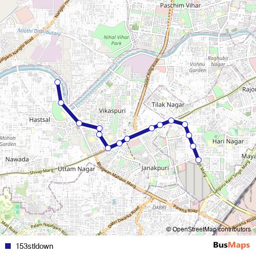 153stldown bus Line Map