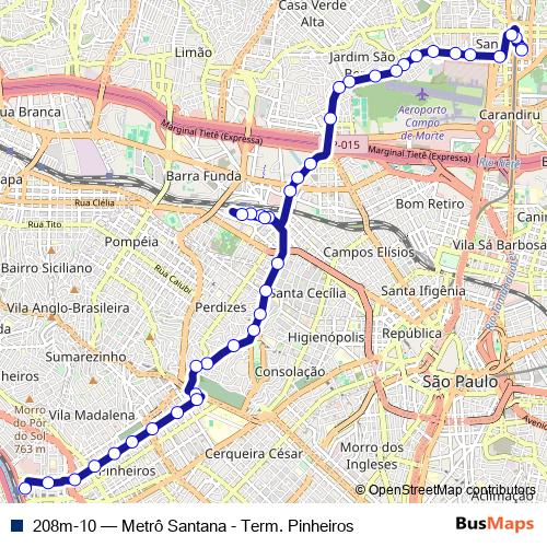 208m-10 bus Line Map