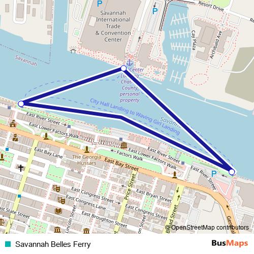 Savannah Belles Ferry ferry Line Map