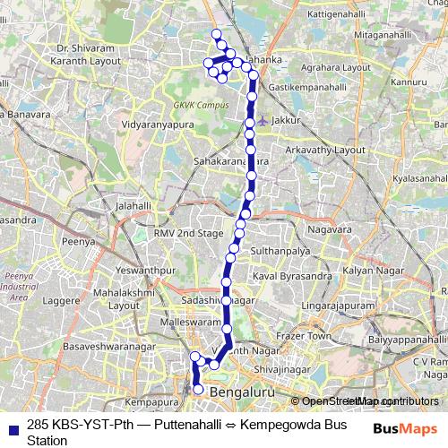 285 KBS-YST-Pth bus Line Map