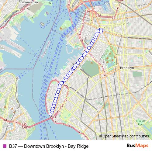 B37 bus Line Map
