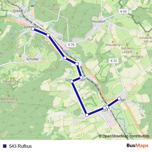 543 Rufbus bus Line Map