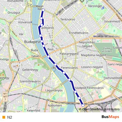N2 tram Line Map