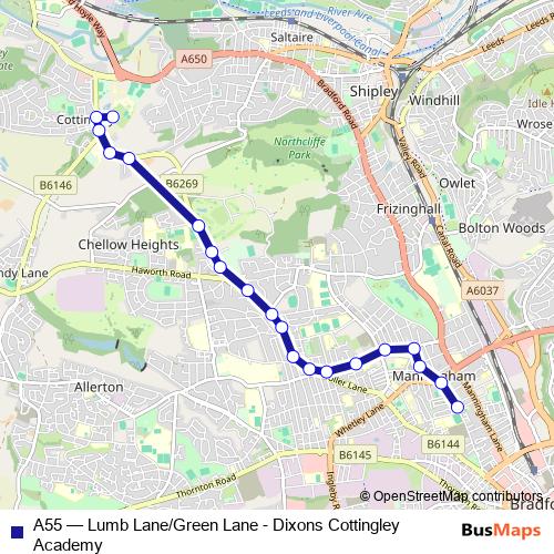 A55 bus Line Map