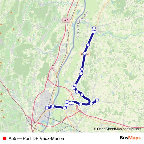 A55 bus Line Map