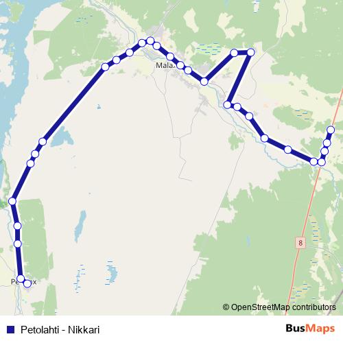 Petolahti - Nikkari bus Line Map