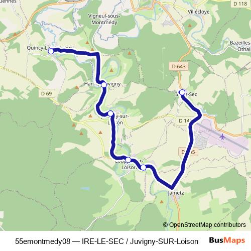 55emontmedy08 bus Line Map