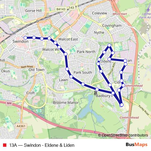 13A bus Line Map
