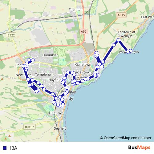 13A bus Line Map