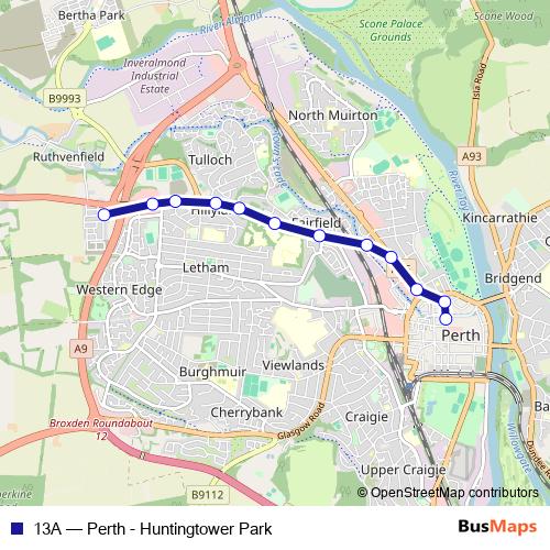 13A bus Line Map