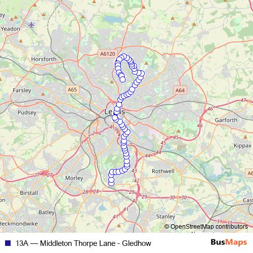 13A bus Line Map
