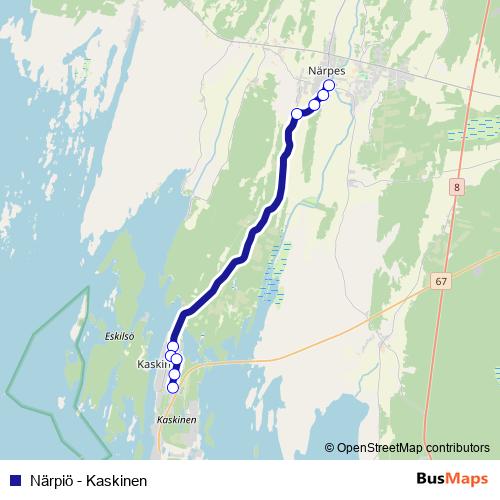 Närpiö - Kaskinen bus Line Map