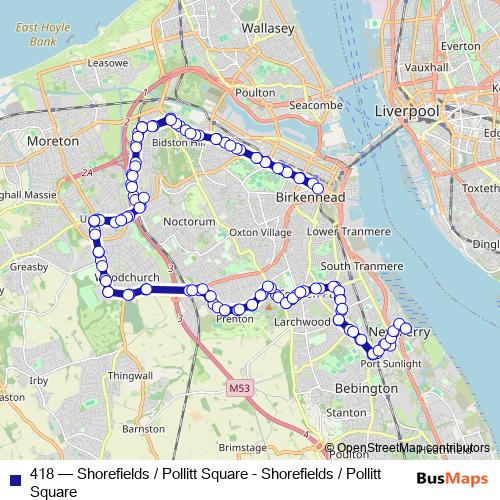 418 bus Line Map