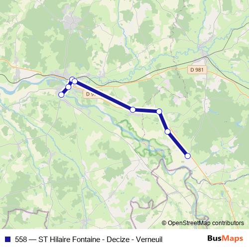 558 bus Line Map